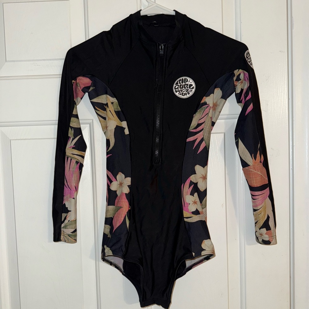 Rip Curl Black Floral Long Sleeve One Piece